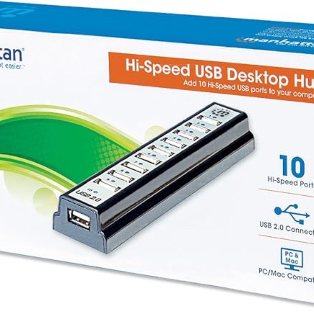 NIB Manhattan Hi-Speed USB Desktop Hub with 10 Ports SEALED